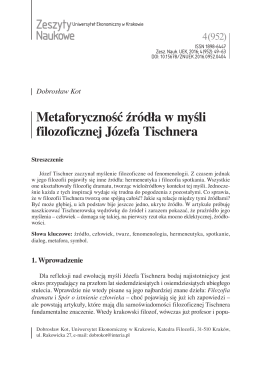 Metaforyczność źródła w myśli filozoficznej Józefa Tischnera