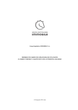 Sprawozdanie Jednostkowe Gr. Immobile 3Q2016