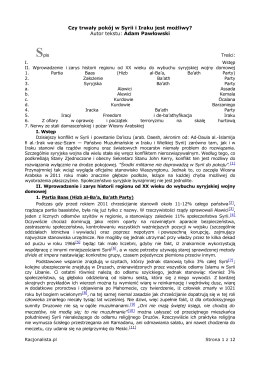 Czy trwały pok&oacute;j w Syrii i Iraku jest możliwy?
