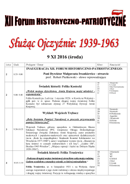 program XII Forum i klasy uczestniczące