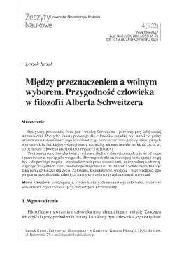 Zeszyty Naukowe Między przeznaczeniem a wolnym wyborem