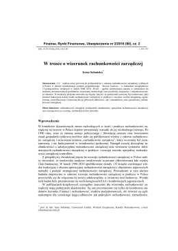 W trosce o wizerunek rachunkowości zarządczej