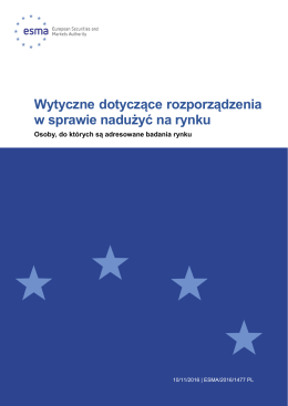 Wytyczne dotyczące rozporządzenia w sprawie - Esma
