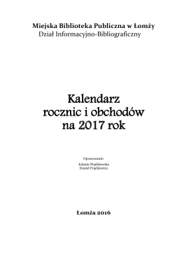 Kalendarz rocznic i obchodów na 2017 rok