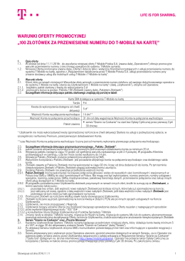 Warunki Oferty Promocyjnej &bdquo;100 złot&oacute;wek zA - T