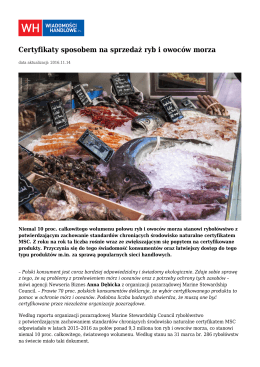 Certyfikaty sposobem na sprzedaż ryb i owoc&oacute;w morza