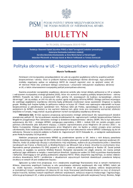 Polityka obronna w UE – bezpieczeństwo wielu prędkości?