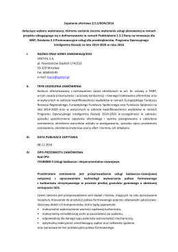 Zapytanie ofertowe 2/11/BON/2016 dotyczące wyboru wykonawcy