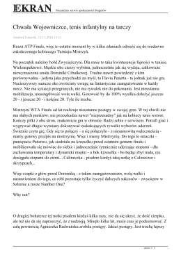 Chwała Wojowniczce, tenis infantylny na tarczy