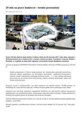 20 mln na prace badawcze - termin przesunięty