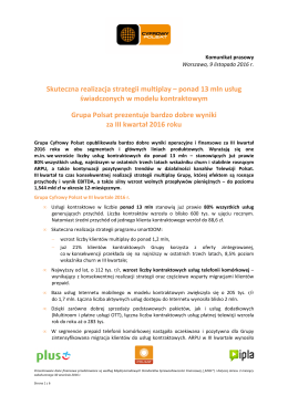 wyniki finansowe Grupy Cyfrowy Polsat za III kwartał