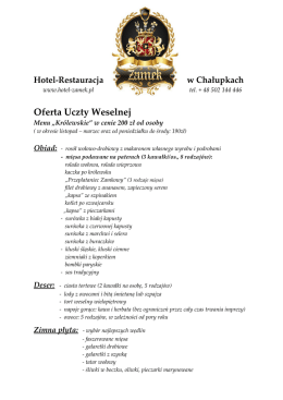 Oferta weselna w cenie 200 zł od osoby