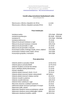 Cennik usług remontowo-budowlanych netto
