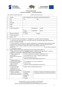 Formularz zgłoszeniowy &bdquo;Z kluczem w przyszłość