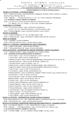 Intencje mszalne 13 - 20 listopad