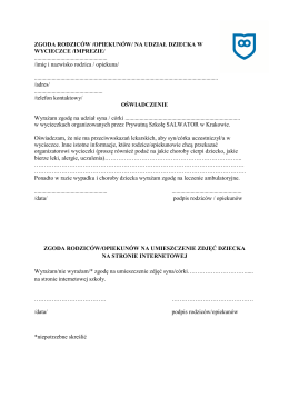 Zgoda rodziców/opiekunów na wyjazdy szkolne