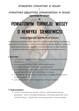 powiatowym turnieju wiedzy o henryku sienkiewiczu