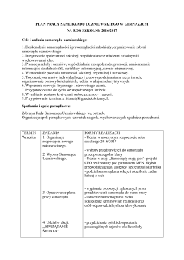 PLAN PRACY SAMORZĄDU UCZNIOWSKIEGO W GIMNAZJUM NA