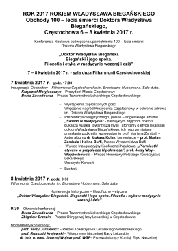 Program Konferencji - okręgowa izba pielęgniarek i położnych w