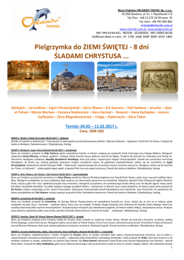 SZCZEG&Oacute;ŁOWY PLAN PIELGRZYMKI DO ZIEMI ŚWIĘTEJ 04.02