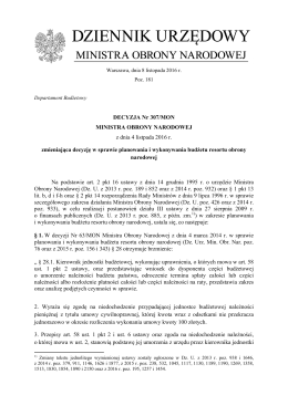 DECYZJA Nr 307/MON MINISTRA OBRONY NARODOWEJ z dnia 4