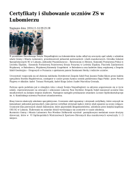 Certyfikaty i ślubowanie uczniów ZS w Lubomierzu