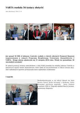 VARTA rozdała 56 tysięcy złotych!