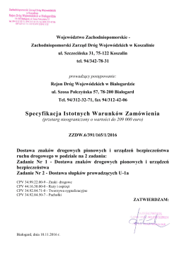 specyfikacja istotnych - Zachodniopomorski Zarząd Dr&oacute;g