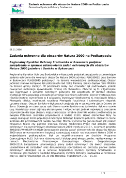 Zadania ochronne dla obszarów Natura 2000 na Podkarpaciu