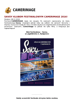 SAVOY KLUBEM FESTIWALOWYM CAMERIMAGE 2016!