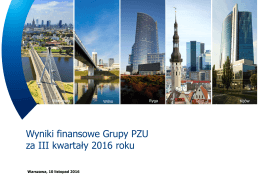 Wyniki finansowe Grupy PZU za III kwartały 2016 roku