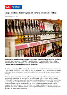 Grupa Ambra: dobre wyniki za sprawą Rumunii i Polski