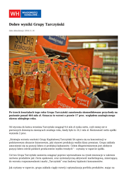 Dobre wyniki Grupy Tarczyński