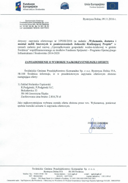 Lista oferentów i informacja o wyborze oferty