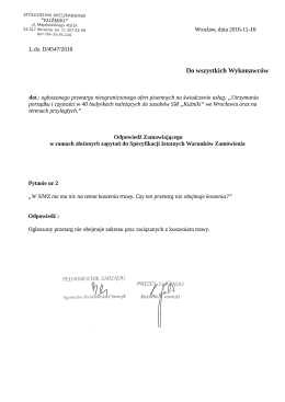 Odpowiedź Zamawiającego w ramach złożonych zapytań do SIWZ