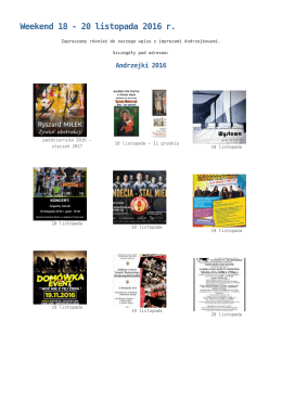 Weekend 18 - 20 listopada 2016 r.