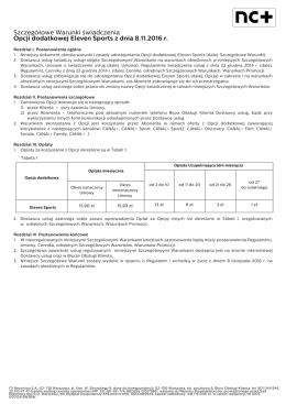 Szczeg&oacute;łowe Warunki świadczenia Opcji dodatkowej Eleven Sports