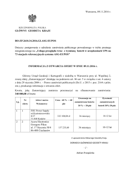 Warszawa, 09.11.2016 r. GŁÓWNY GEODETA KRAJU BO