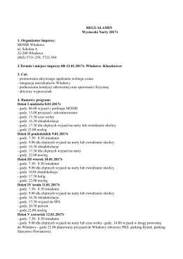 REGUALAMIN Wycieczki Narty 2017r. 1. Organizator imprezy