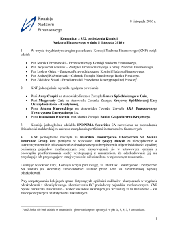 pobierz komunikat - Komisja Nadzoru Finansowego