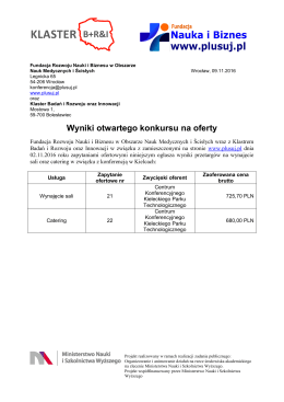 wyniki zapytań ofertowych związanych z konferencją w