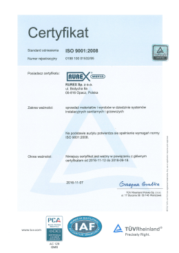 Page 1 Certyfikat Standard odniesienia Numer rejestracyjny