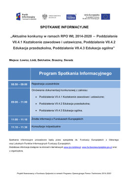 Program Spotkania Informacyjnego - RPO WŁ 2014-2020