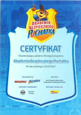 Certyfikat - ZS Kleosin