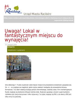 Uwaga! Lokal w fantastycznym miejscu do wynajęcia!