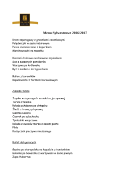 Menu Sylwestrowe 2016/2017