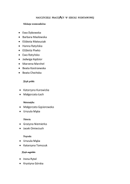 NAUCZYCIELE PRACUJĄCY W SZKOLE PODSTAWOWEJ