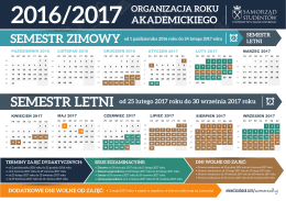 od 25 lutego 2017 roku do 30 września 2017 roku SEMESTR LETNI