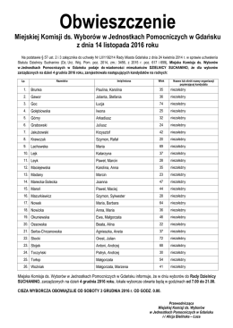 Obwieszczenie Miejskiej Komisji ds. Wybor&oacute;w w Jednostkach