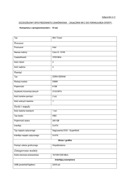 Procesor Pamięć Dyski i napędy Zintegrowane moduły